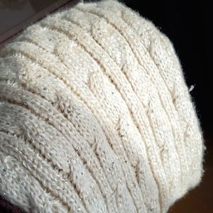NWOT Jacob Cream Cable Knit Wrap with Silver Sparkle